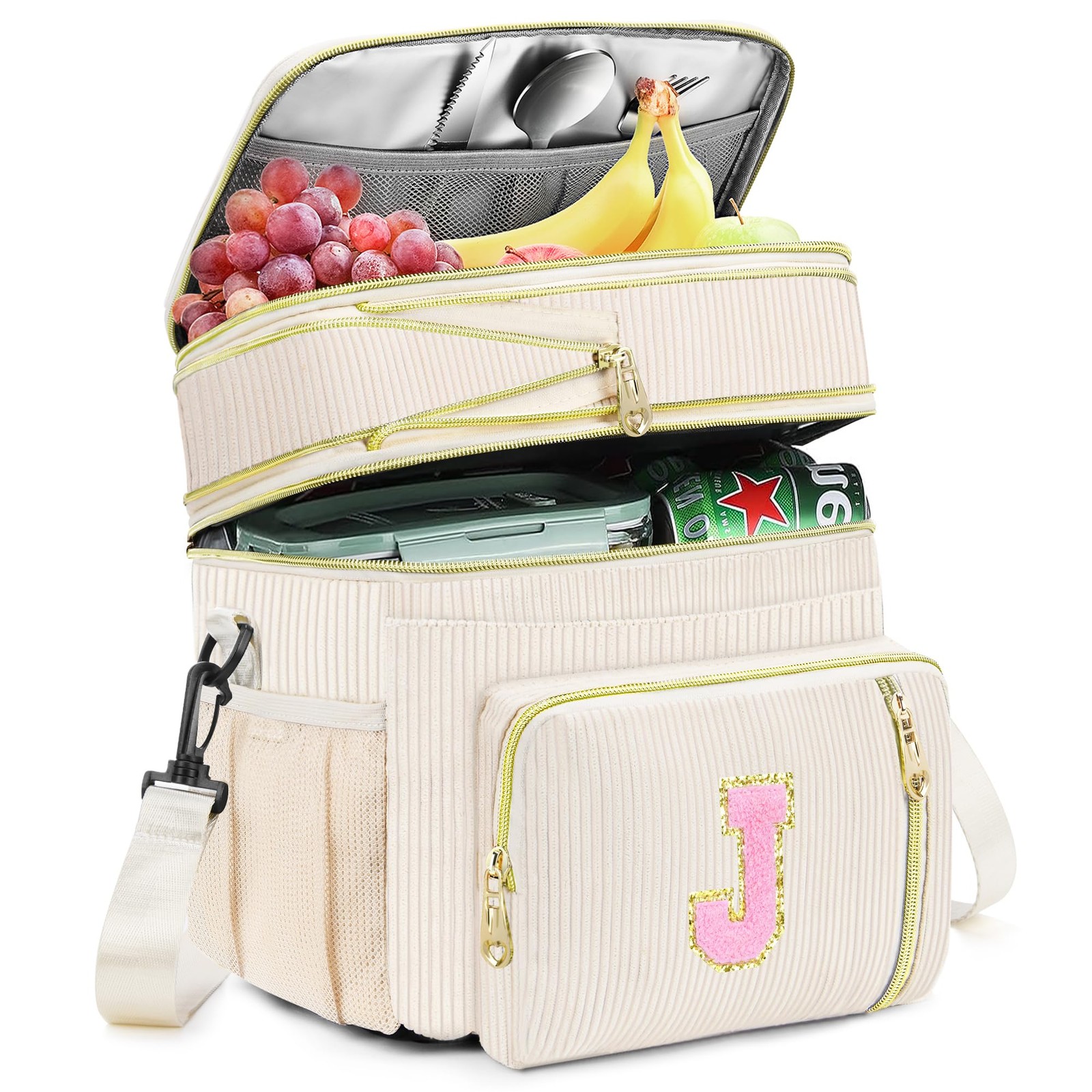 Lunch Box 16L Insulated Leakproof Cooler Bag for Women, Personalized Initial