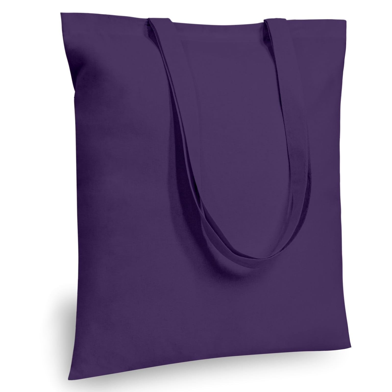 TOPDesign 24-Pack 16×15 Deep Purple Cotton Tote Bags Reusable Grocery Bulk