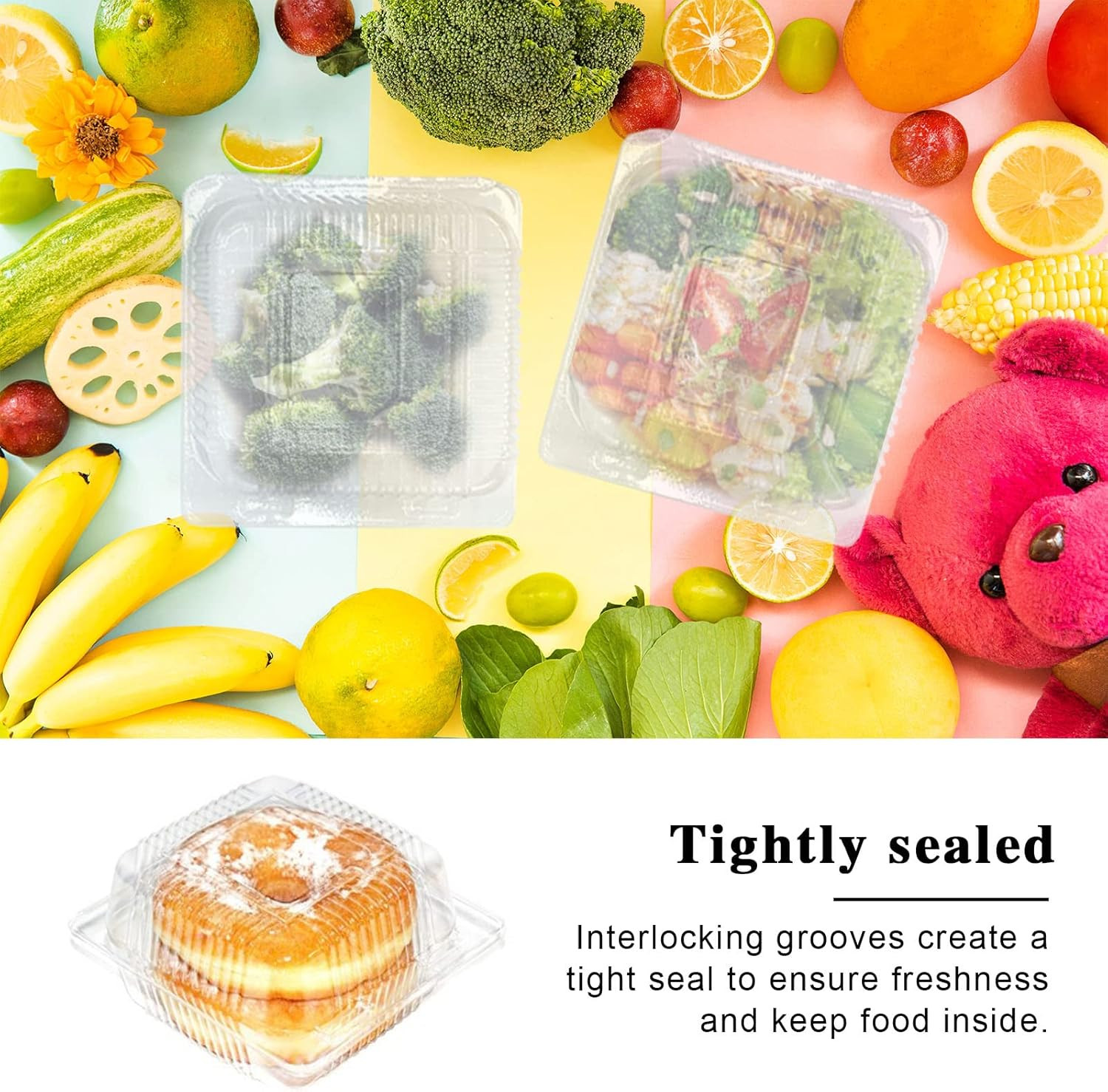 100 Pcs Clear Hinged Plastic Containers with Lids,Individual Cake Slice Containe