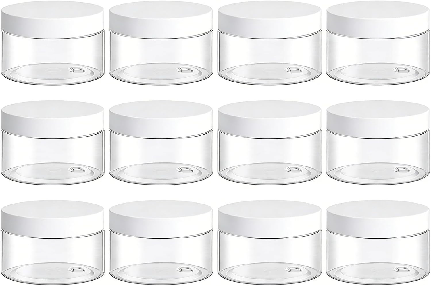12 Pack 4 Oz Plastic Jars with White Lids, 4Oz Small Plastic Containers