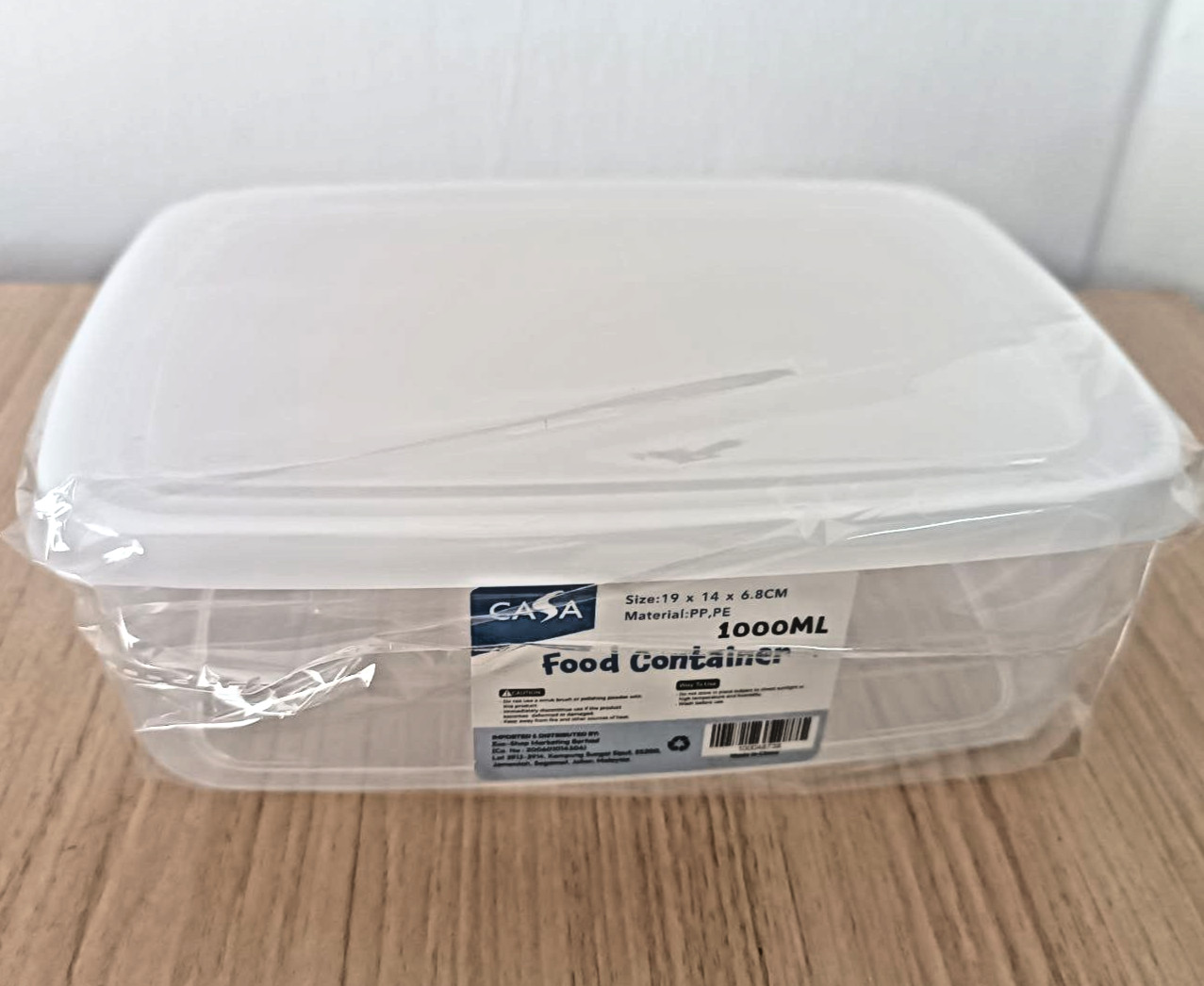 1000 ml Square Food Containers With Lid Tranparent Pack Lunch Storage