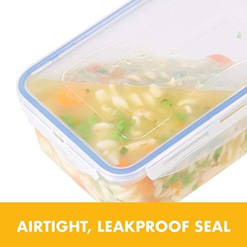 Airtight Food Storage Container 7.6 Cup 4 Piece Rectangular Clear Plastic
