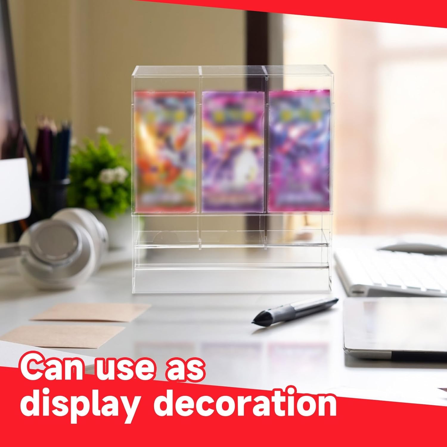 Acrylic Card Dispenser & Organizer for Trading Cards and Booster Packs (3 Slots)