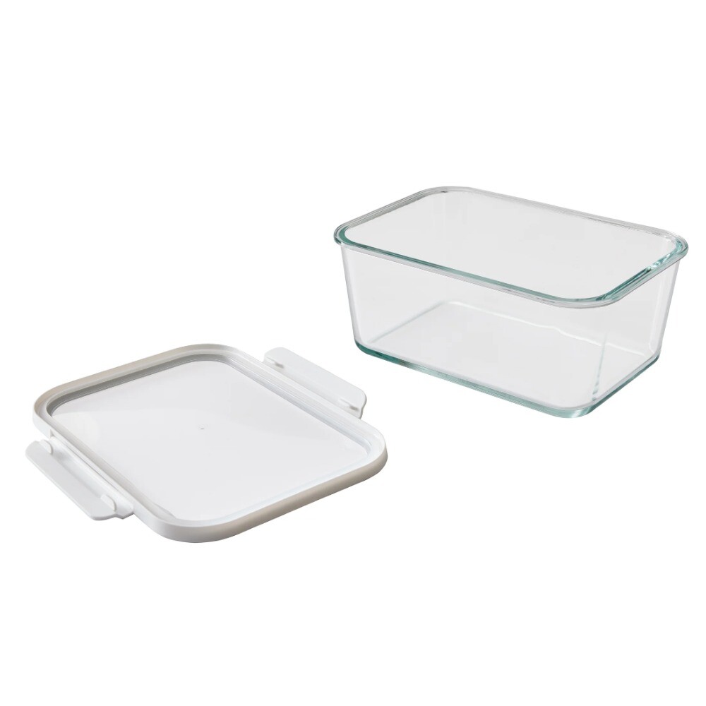 14Cup Rectangle Glass Food Storage Container with Tritan Lid. Set of 1,2 Pieces