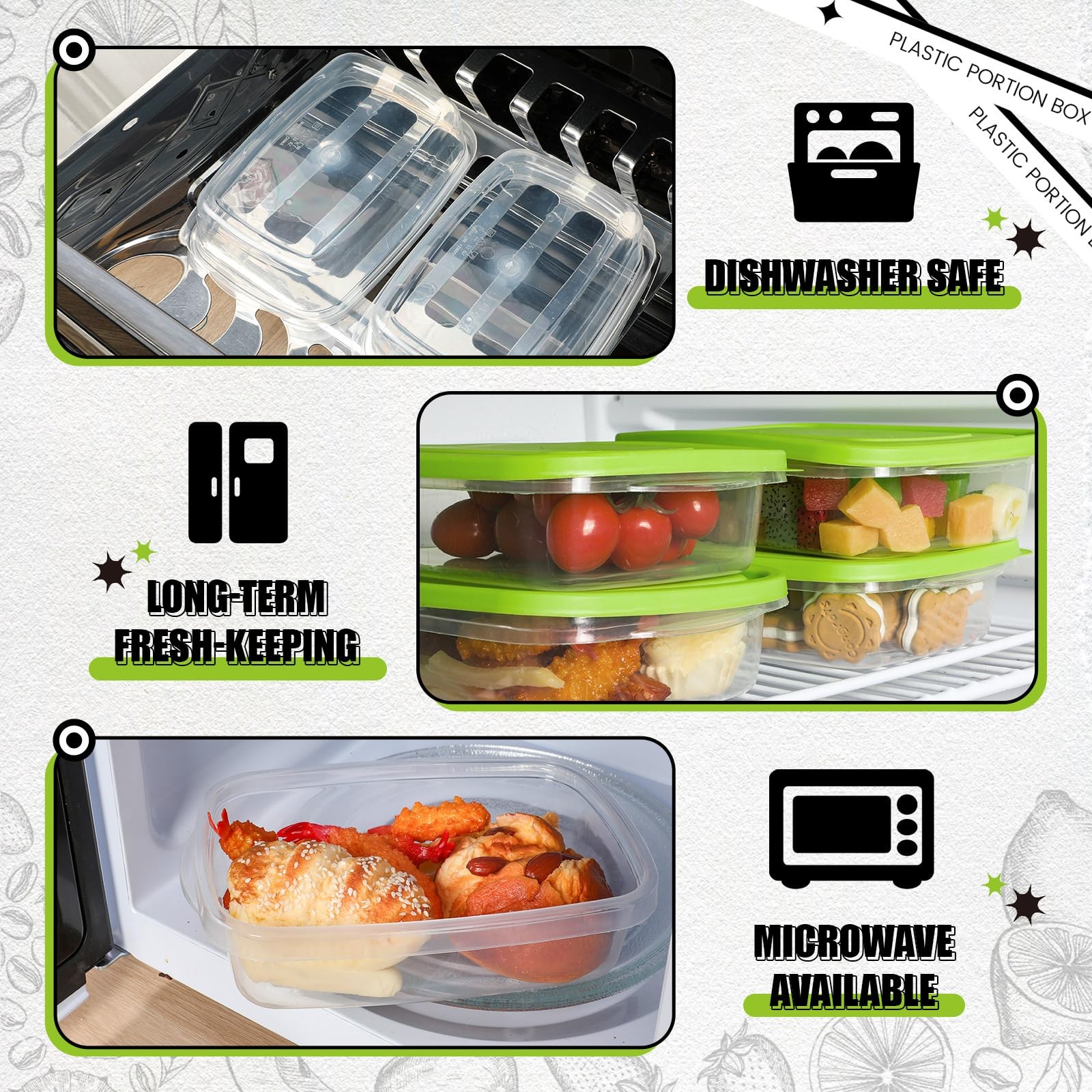 Qinyoung 18 Pcs 33 Oz/ 4 Cups Plastic Food Storage Containers with Lids Porti…