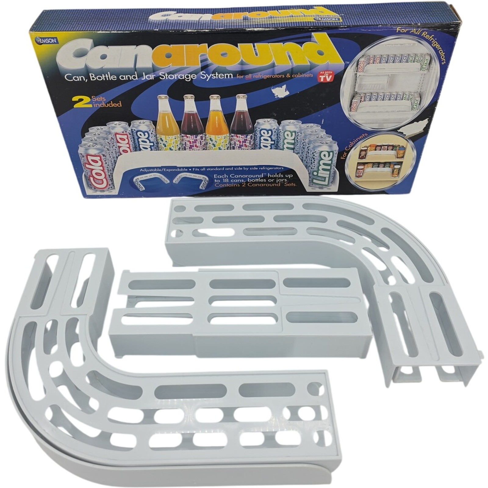 Emson Canaround Can Bottle Jar Storage Refrigerator Organizer 2 Sets w Box