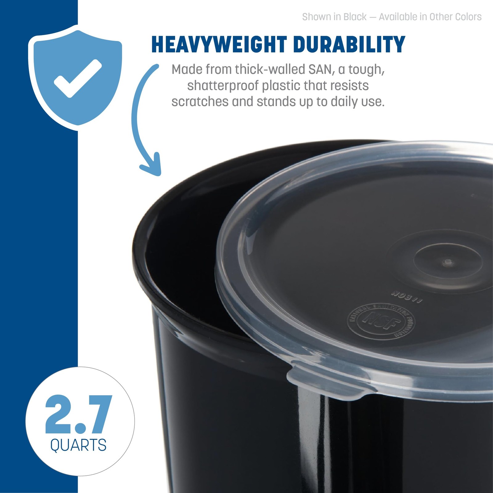 Classic Round Storage Container Crock Lid Plastic 2.7 Quarts Clear