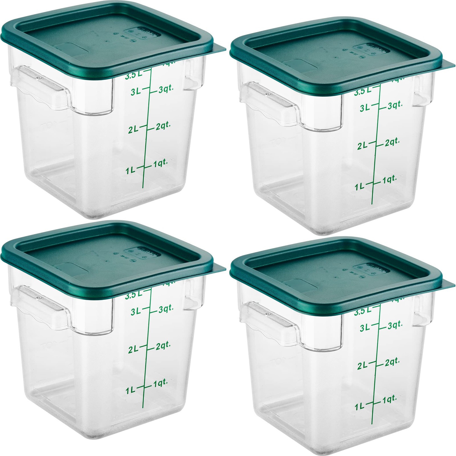 4 Pack Food Storage Container with Green Lid – NSF Commercial Grade in 4.0 Qt…
