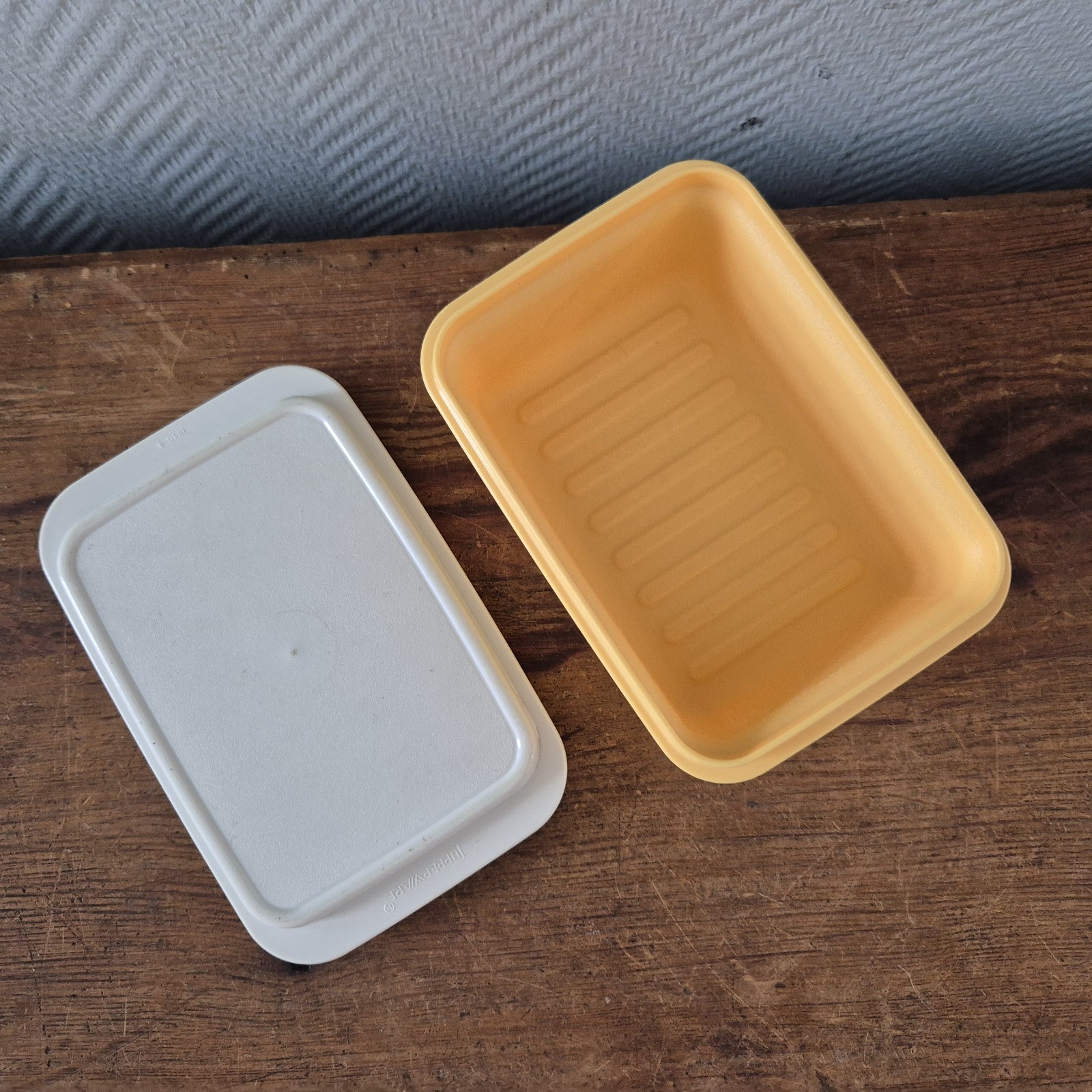 Vintage Tupperware Butter Fleet Cheese Storage Box Storage Tray Butter Yellow 1