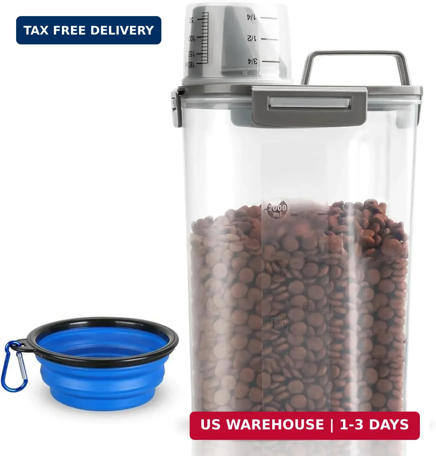 TIOVERY Upgraded Dog Food Storage Container Small, Cat Food Container Airtight,