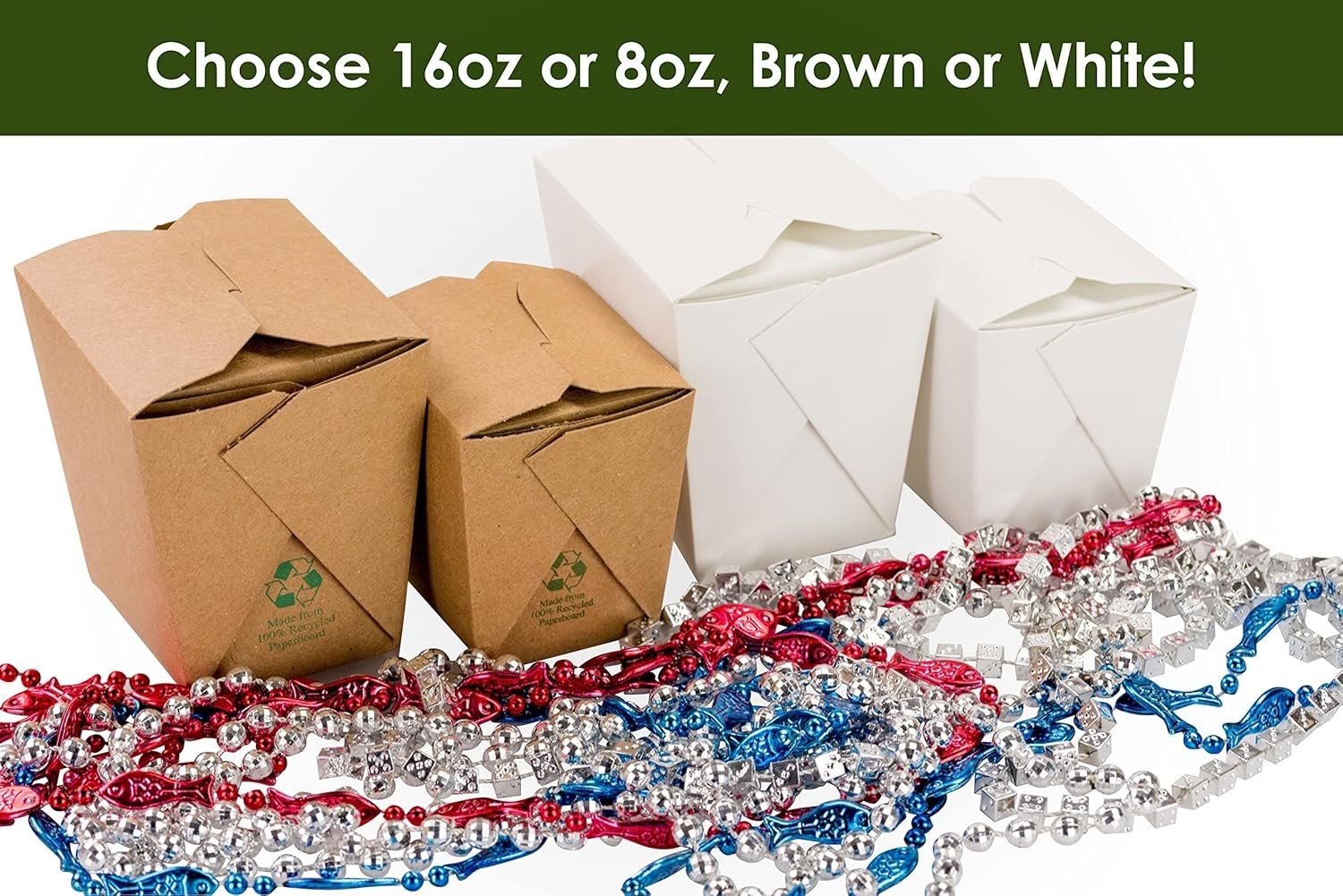 100% Recyclable 8oz White Small Chinese Take Out Boxes 50pk. Leakproof Grease…