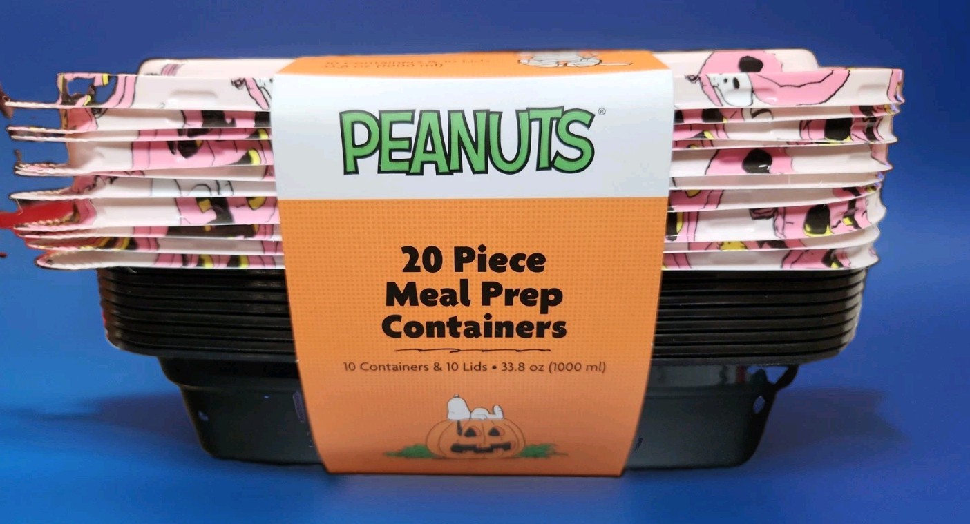 Peanuts Snoopy 20 Piece Meal Prep Containers Storage Fall Halloween Series