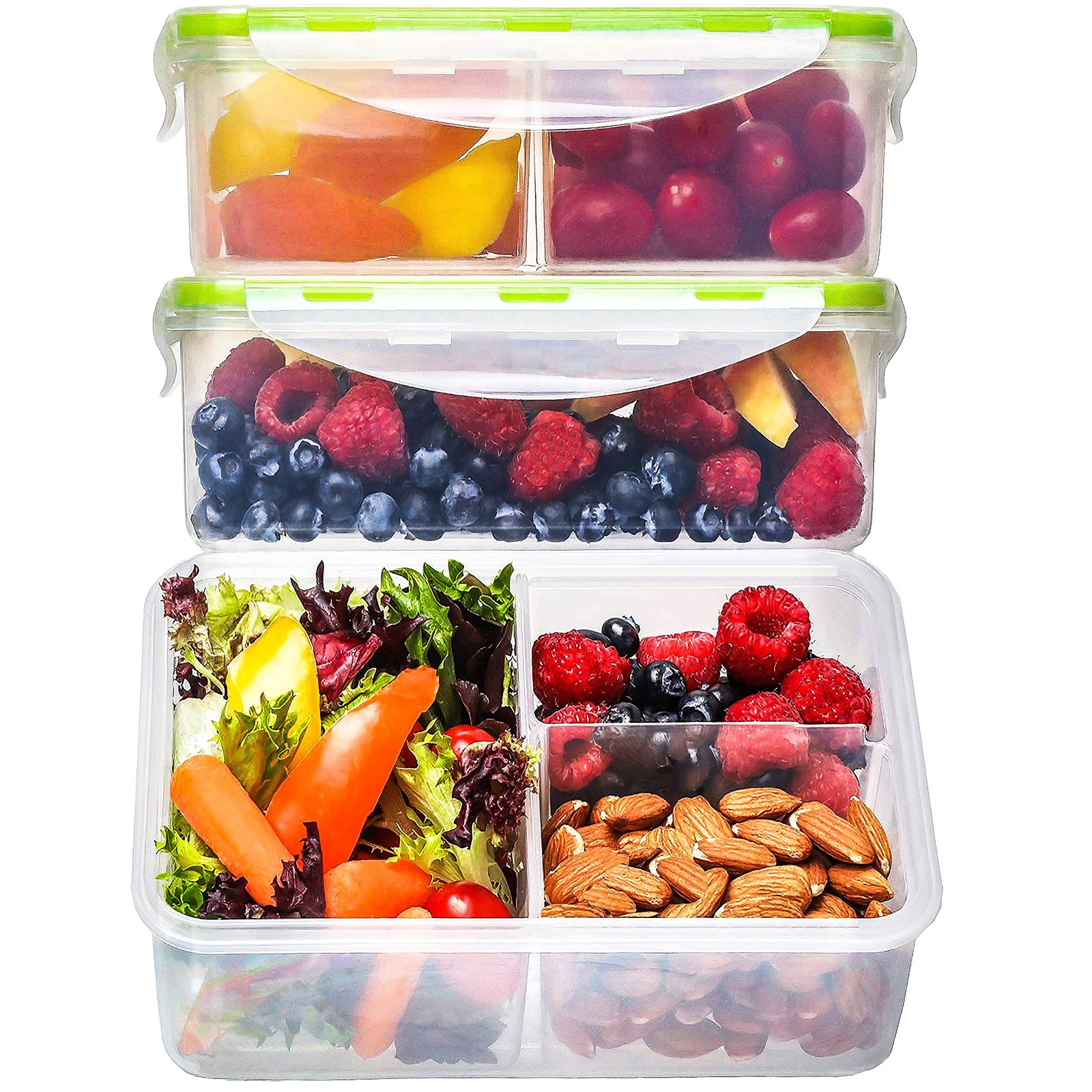 FIT Strong & Healthy Bento Box for 3 Pack, 39 oz, Green, 3 39 Oz each