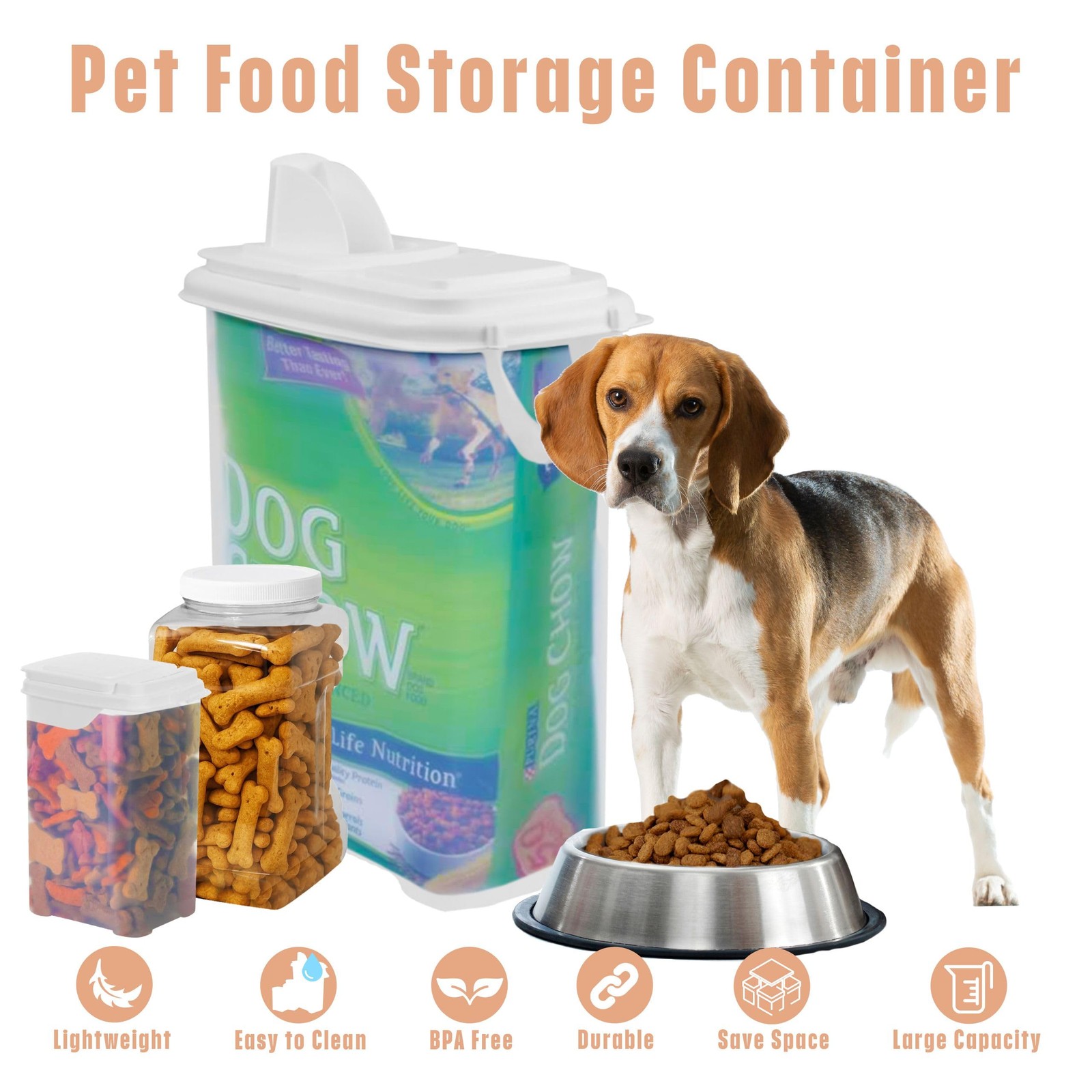 Pet Food Storage Solution (Set of 3) – 32QT, 4QT & 2QT BPA-Free Containers wi…