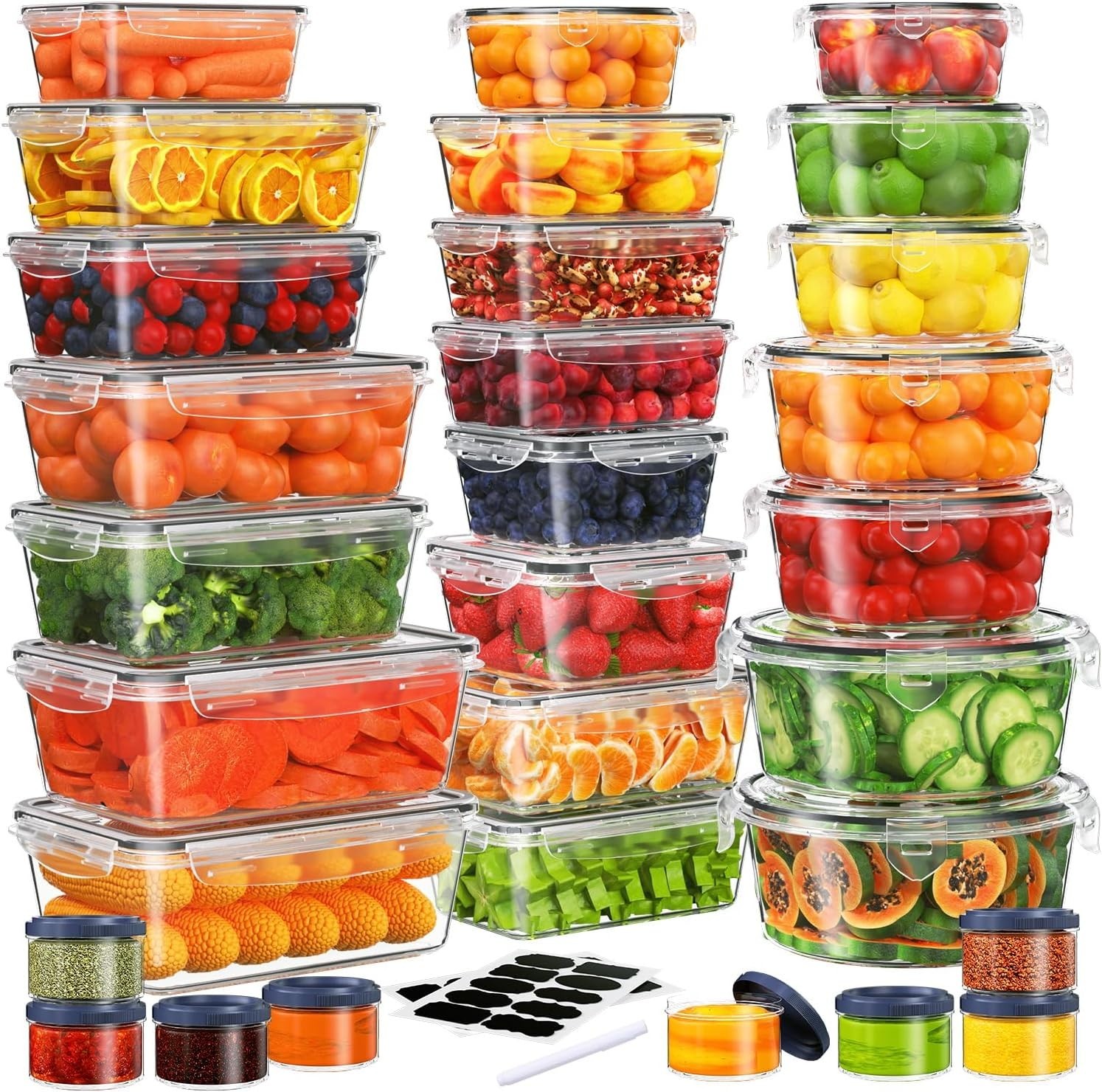 Large Food Storage Set – 60-Pc BPA-Free Containers with Pen