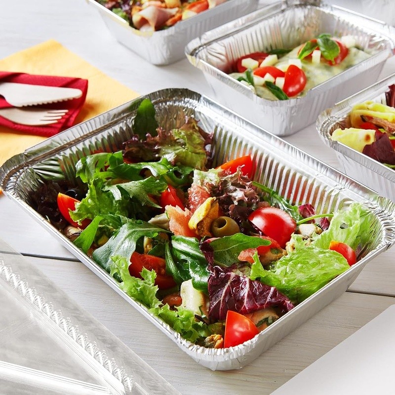 Aluminum Foil Pans W/ Lids Baking Meal Prep Storage Takeout Containers New