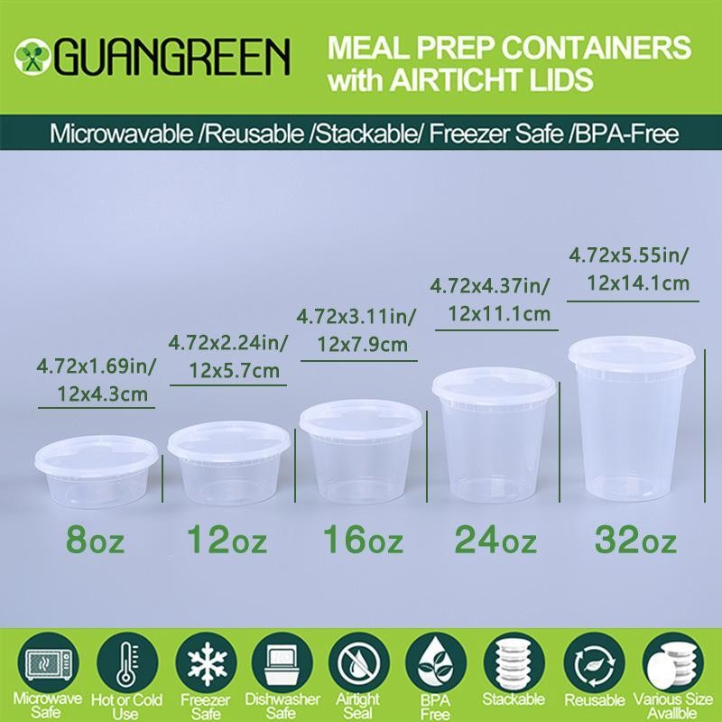 24 Pack Leak-Proof Soup Cups, 8/16/32oz Food Storage Containers with Condiment L