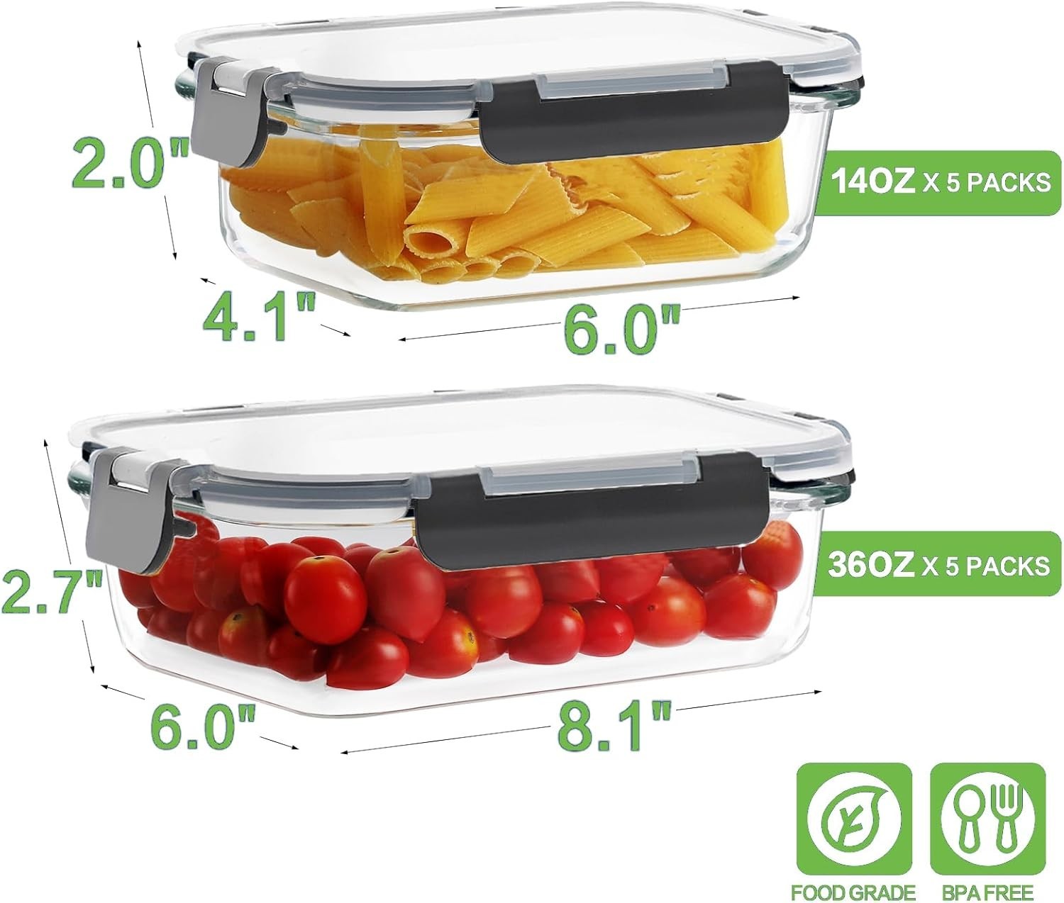 Glass Food Storage Containers Set 20 Pieces Leak Proof Airtight Bpa Free