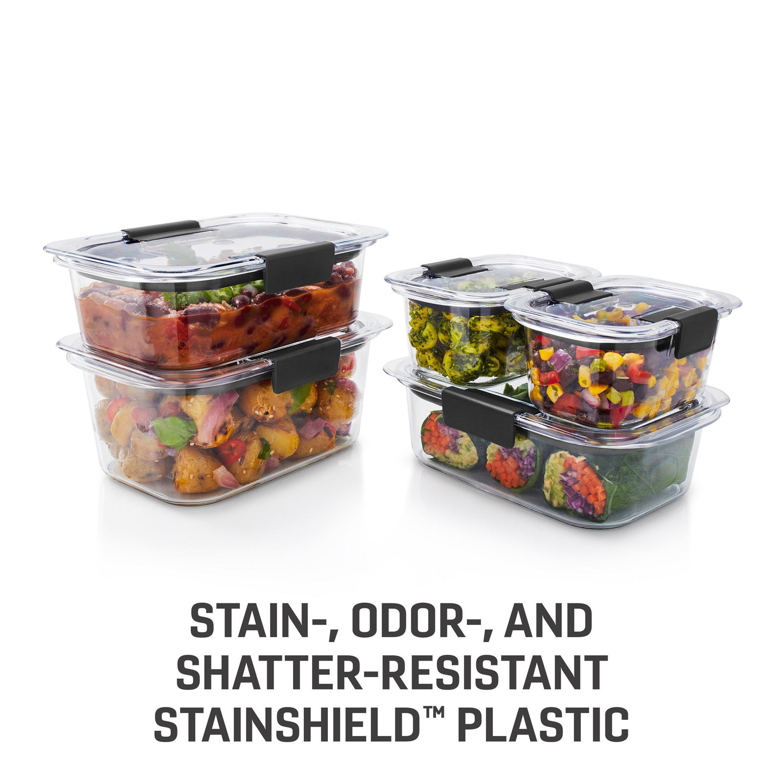 Brilliance Leak-Proof Stain Resistant Clear Food Storage Containers,10 Piece Set