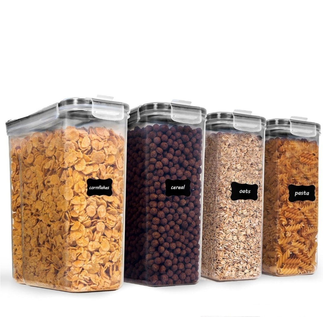 4 Pack Airtight Food Storage Containers BPA Free Pantry Organizer Size L