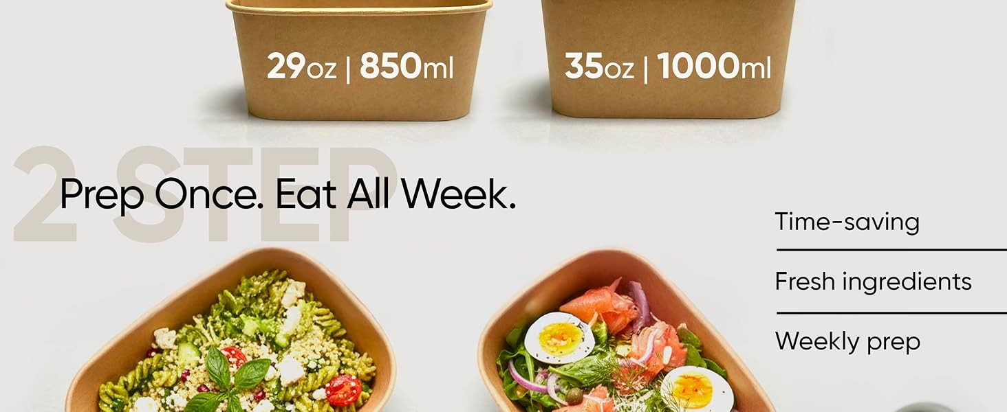 50 Pack 29Oz Disposable Meal Prep Containers With Lids – Microwave and Freezer