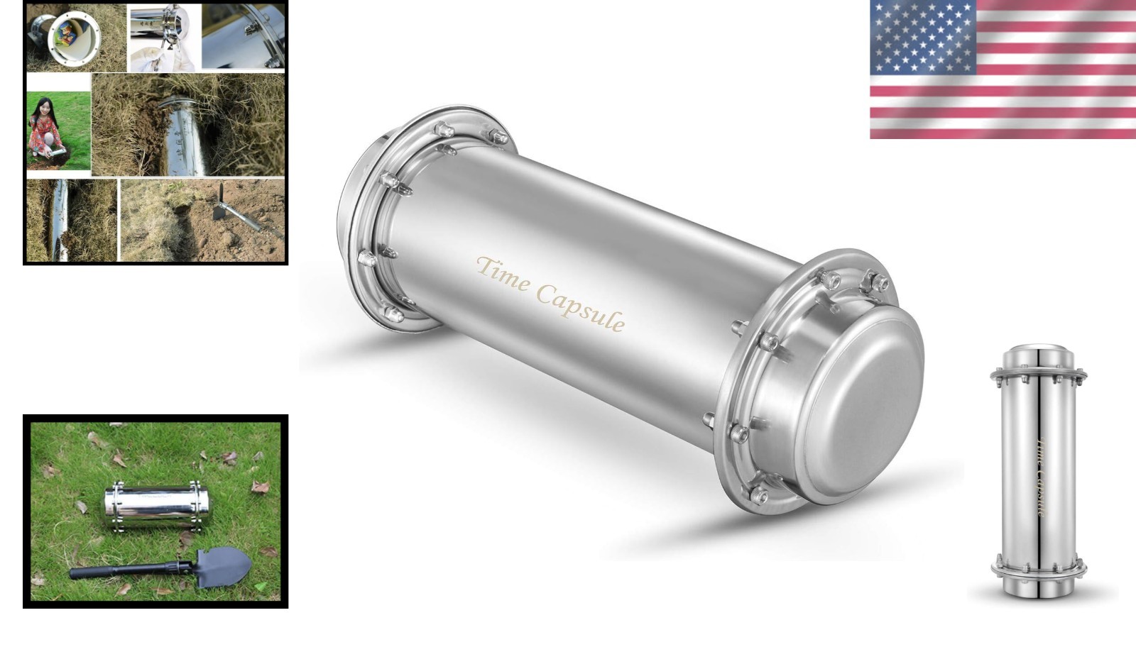 Versatile 13.4 Inch Waterproof Time Capsule – Stainless Steel Finish