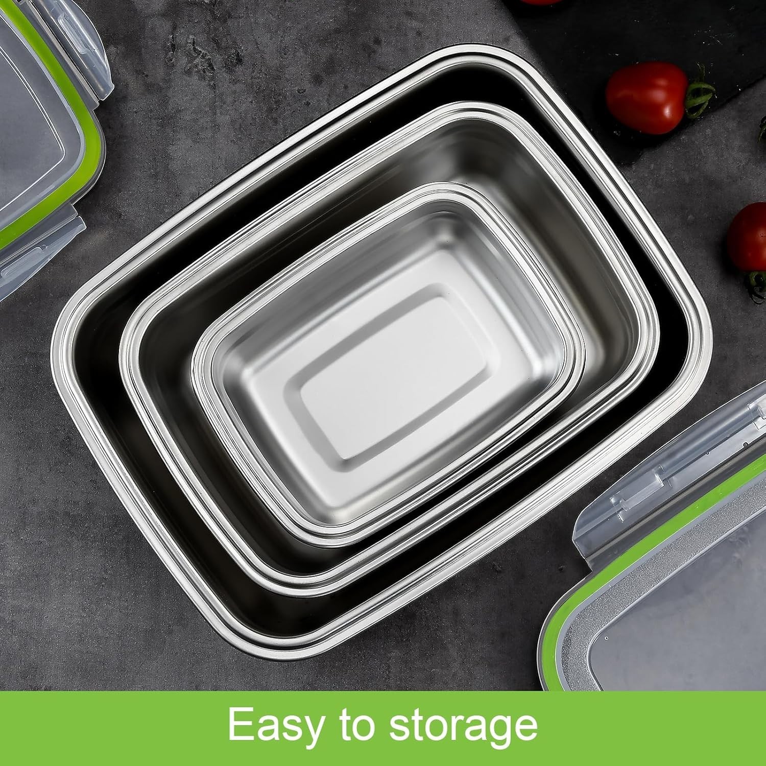 Stainless Steel Food Storage Containers, Leak Proof & Airtight Lids, Set of 9