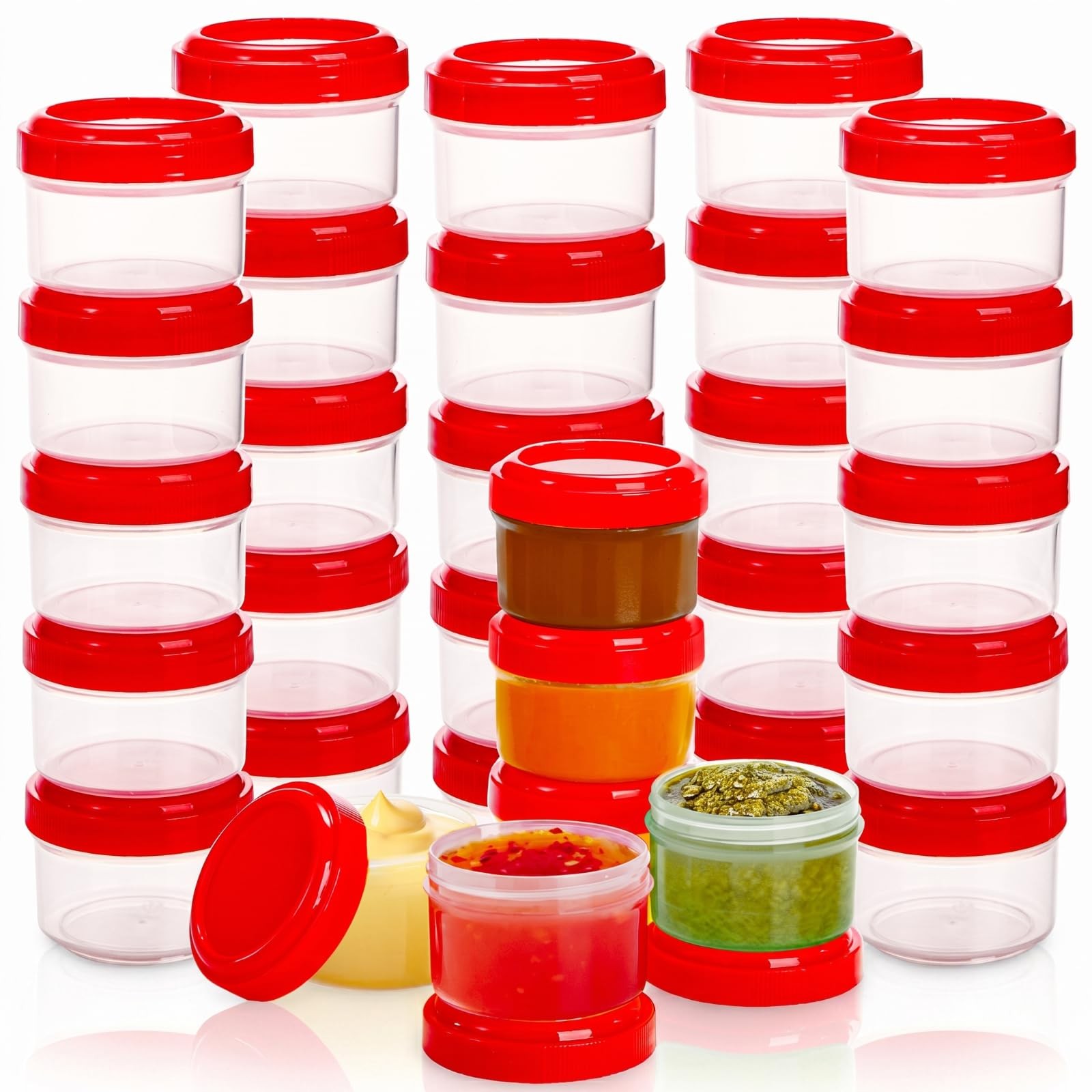 Elsjoy 30 Pack Condiment Container with Lid, 1.18 Oz Salad Dressing Container…