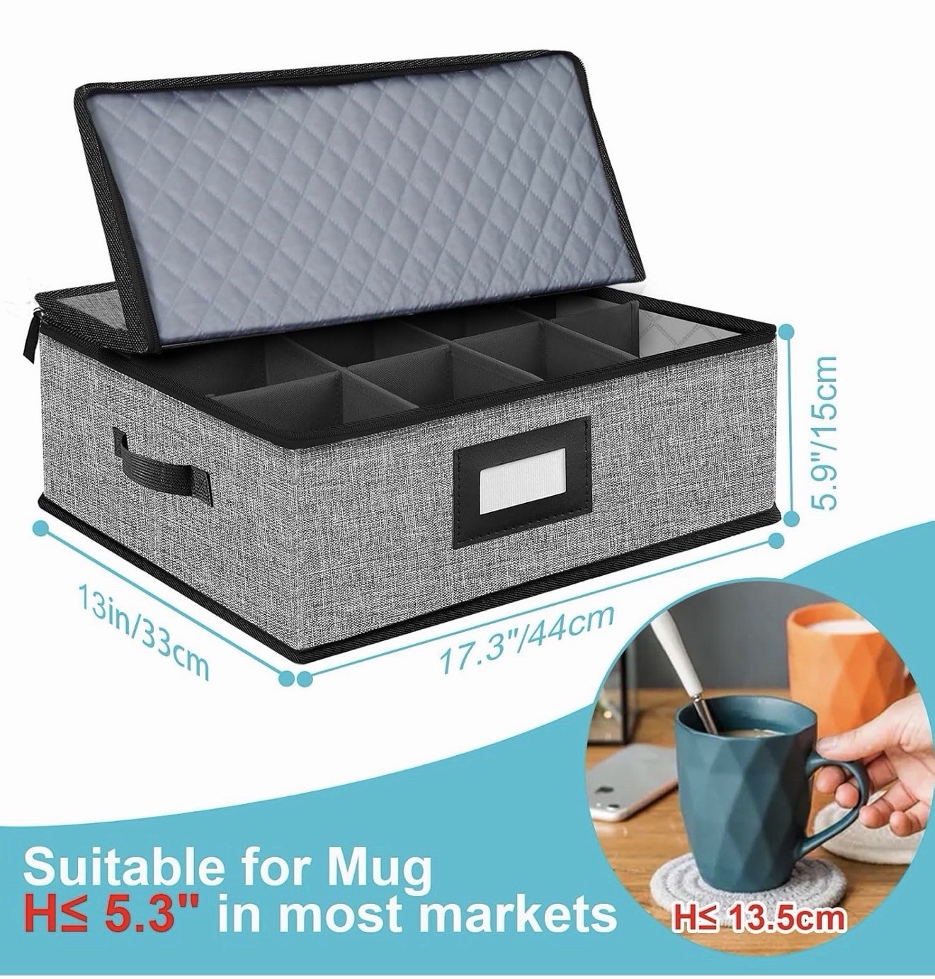 5 PACK China Storage Containers-Quilted Mug Storage and Moving Boxes for Dishes