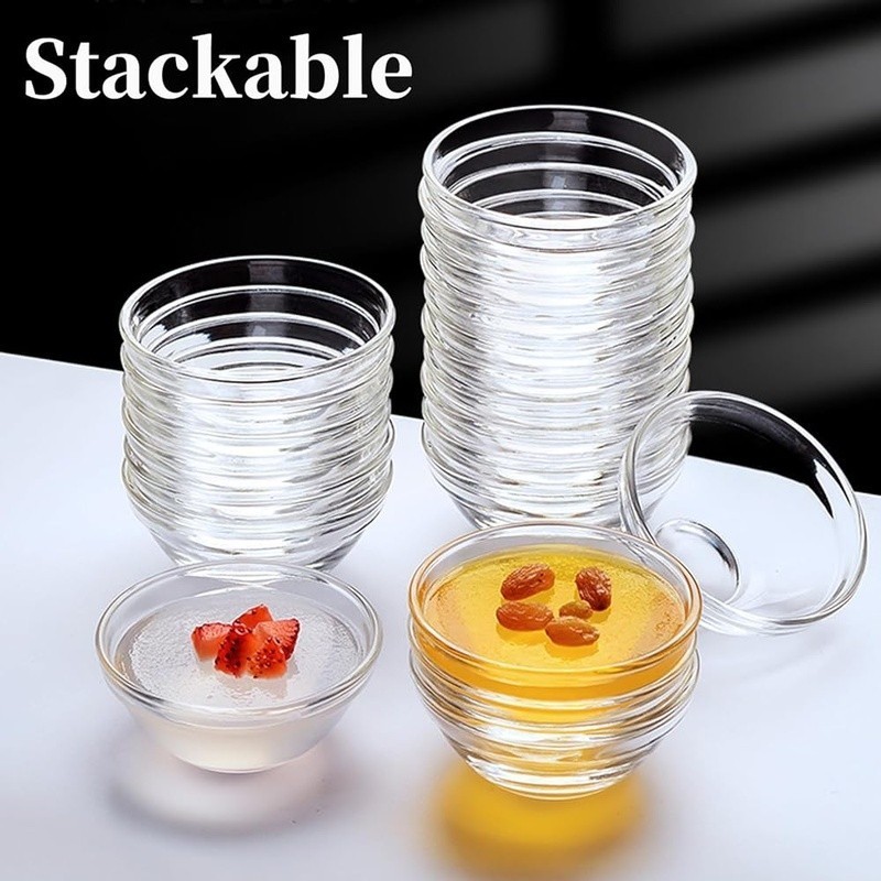 10 Pack 2.5oz Clear Glass Prep Bowls Dips Sauces Condiments Kitchen Storage New