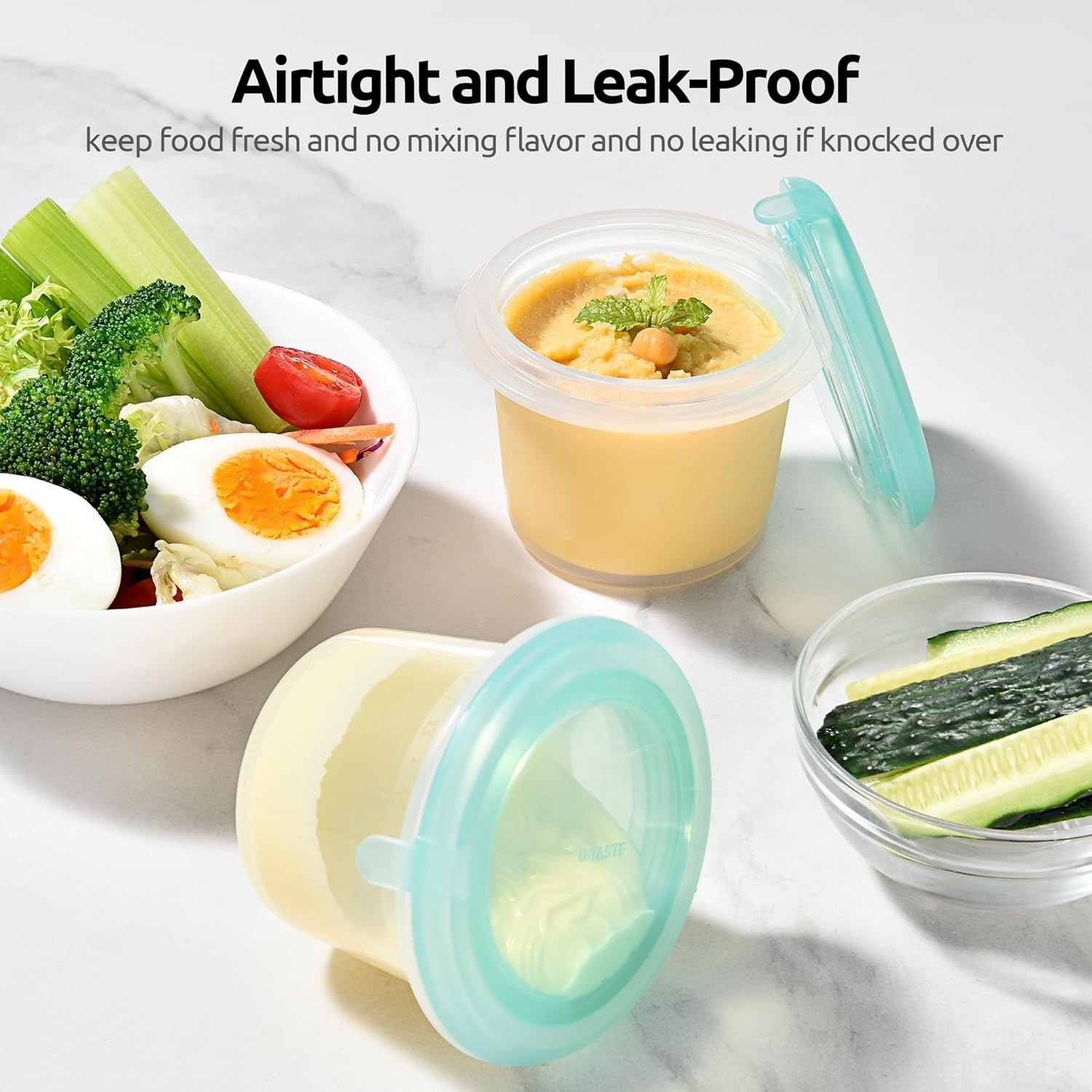 2Pc 4oz Silicone Food Containers Airtight Snack Box Freezer Microwave Safe