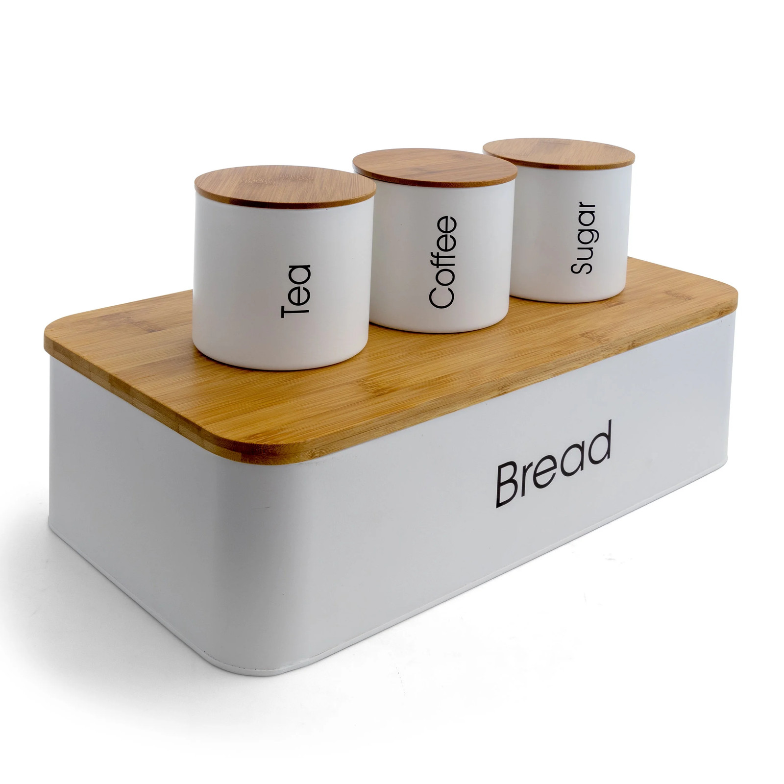 Kitchen Food Storage and Organization 4 Piece Canister Set in White