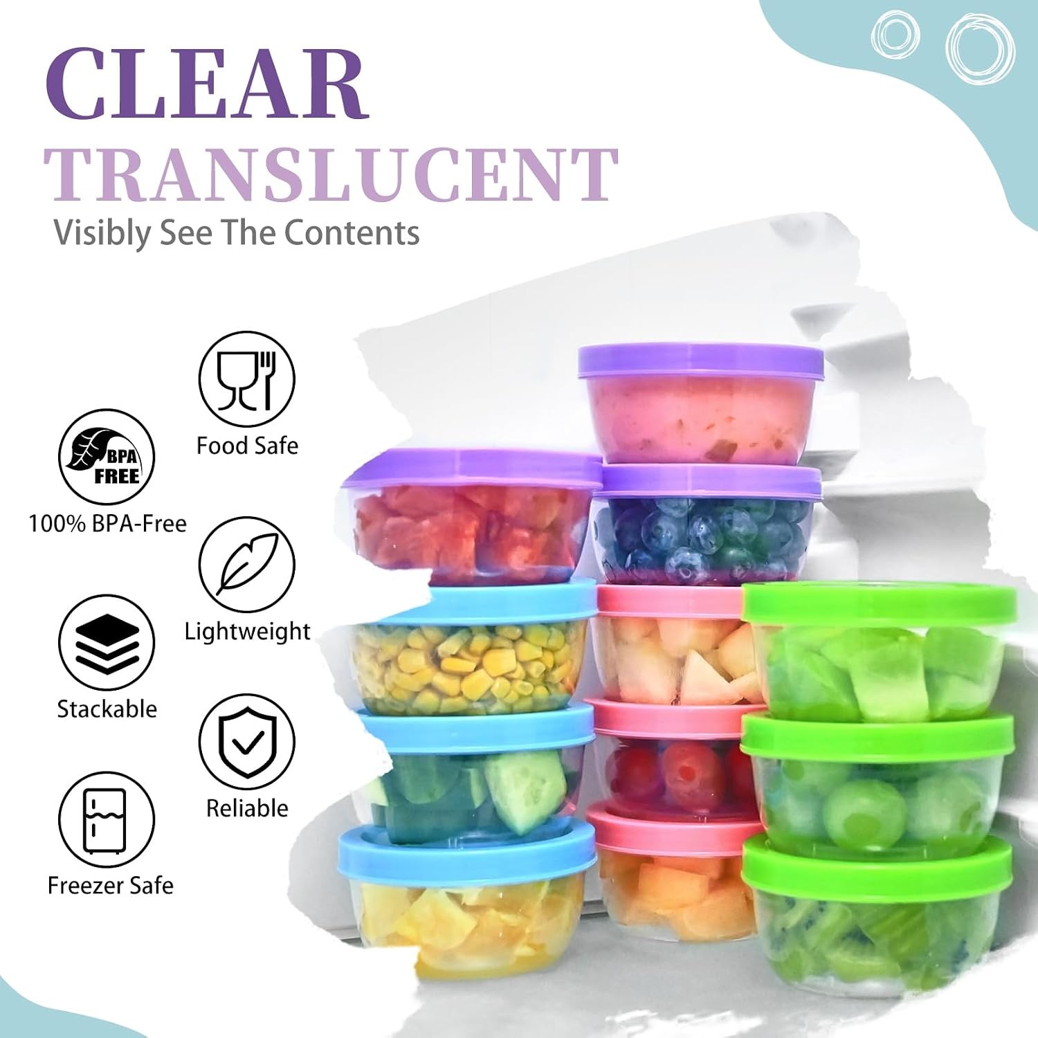 Containers with Screw On Lids, Leakproof & Airtight, Freezer Safe