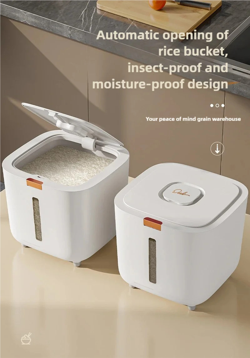 Rice Storage Container Kitchen Flour Food Dispenser Box Grain Sealed Organizer