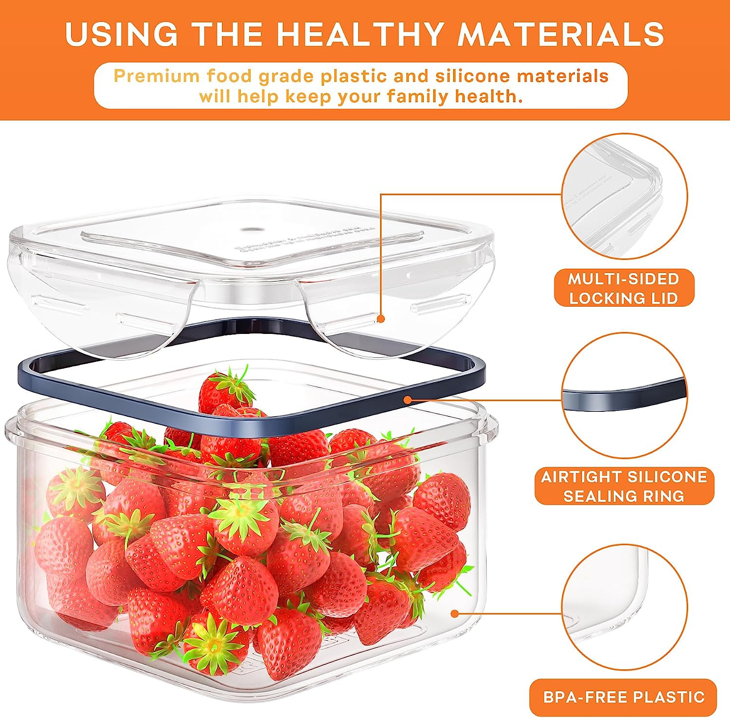 40 PCS Food Storage Containers with Lids Airtight (20 Containers & 20 Lids), Pla