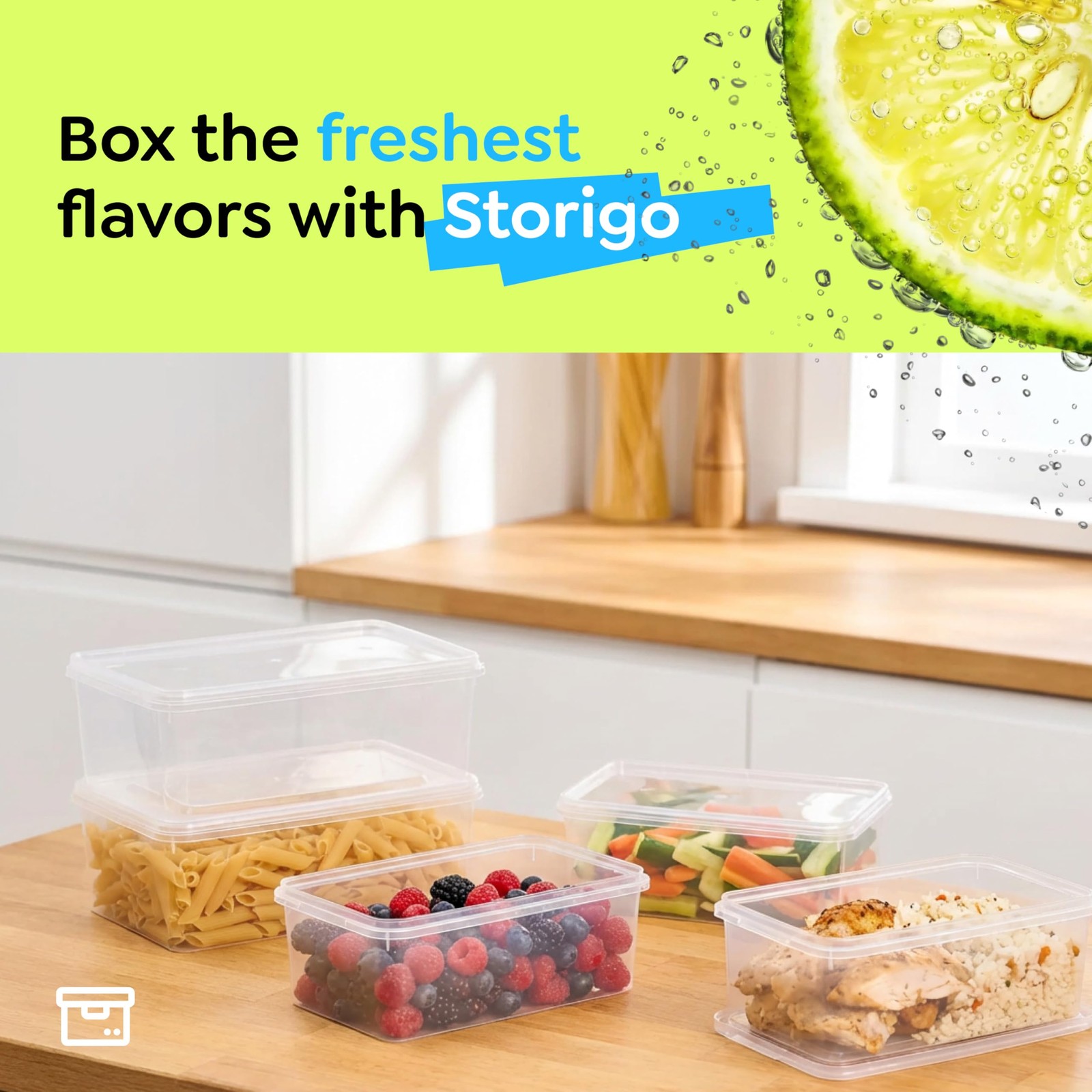 StoriGo 20 Pack 34 oz Airtight Food Storage Containers with Attached Hinged L…