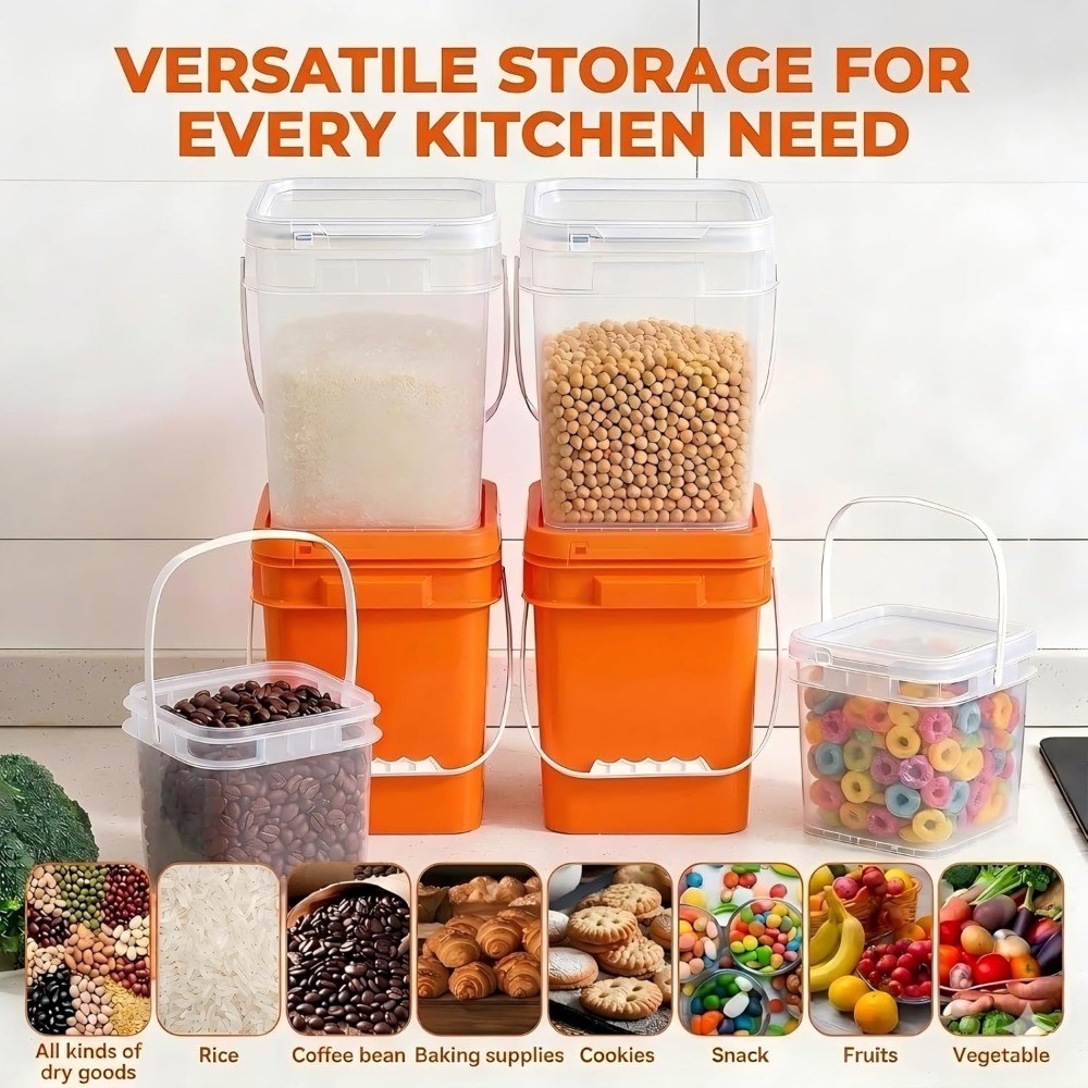 Airtight Food Storage Containers 2 Liter 4 Pack with Lids Clear Spoons Plastic