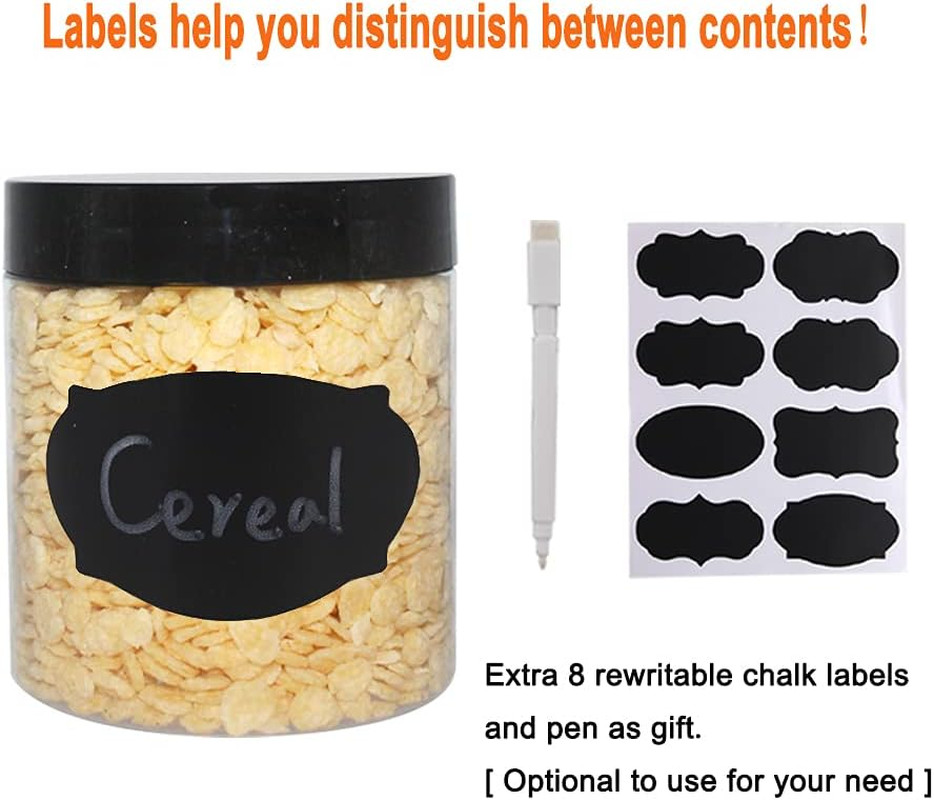 21 Pack 16 Oz Plastic Jars with Lids, Extra Labels, 1 Pen, Clear PET Seal Jar fo