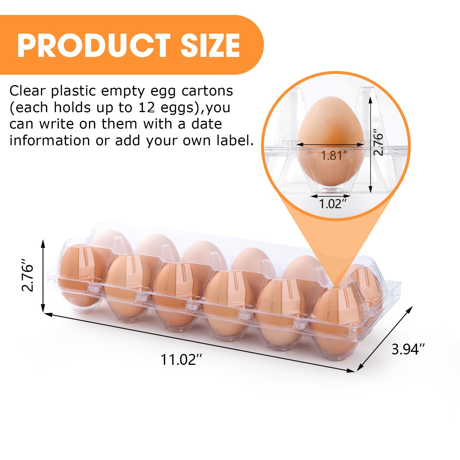 100 Pack Plastic Egg Cartons Cheap Bulk,1 Dozen Clear Empty Egg Containers fo…