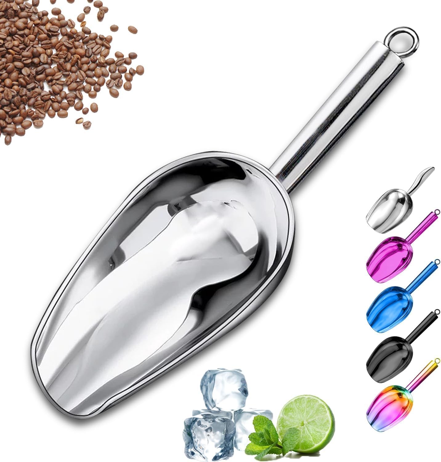 Metal Ice Scoop，Kitchen Ice Scooper for Ice Maker,Stainless Steel Small Ice S…