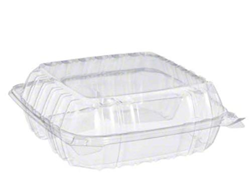 Solo 8″ x 8″x 3″ Clear Plastic Hinged Food Take-Out Container 1-Compartment (Pa
