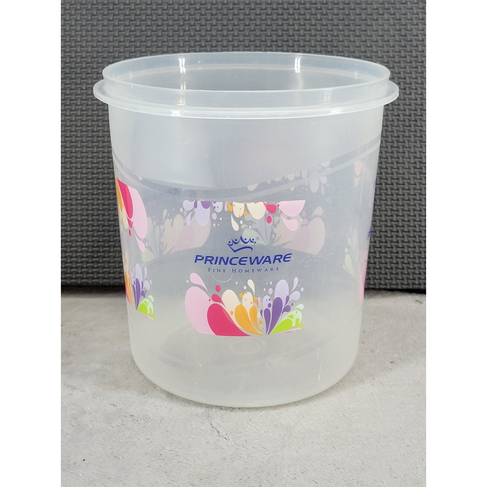 Princeware 2350ml Plastic Storage Container Floral Clear Round India 7in