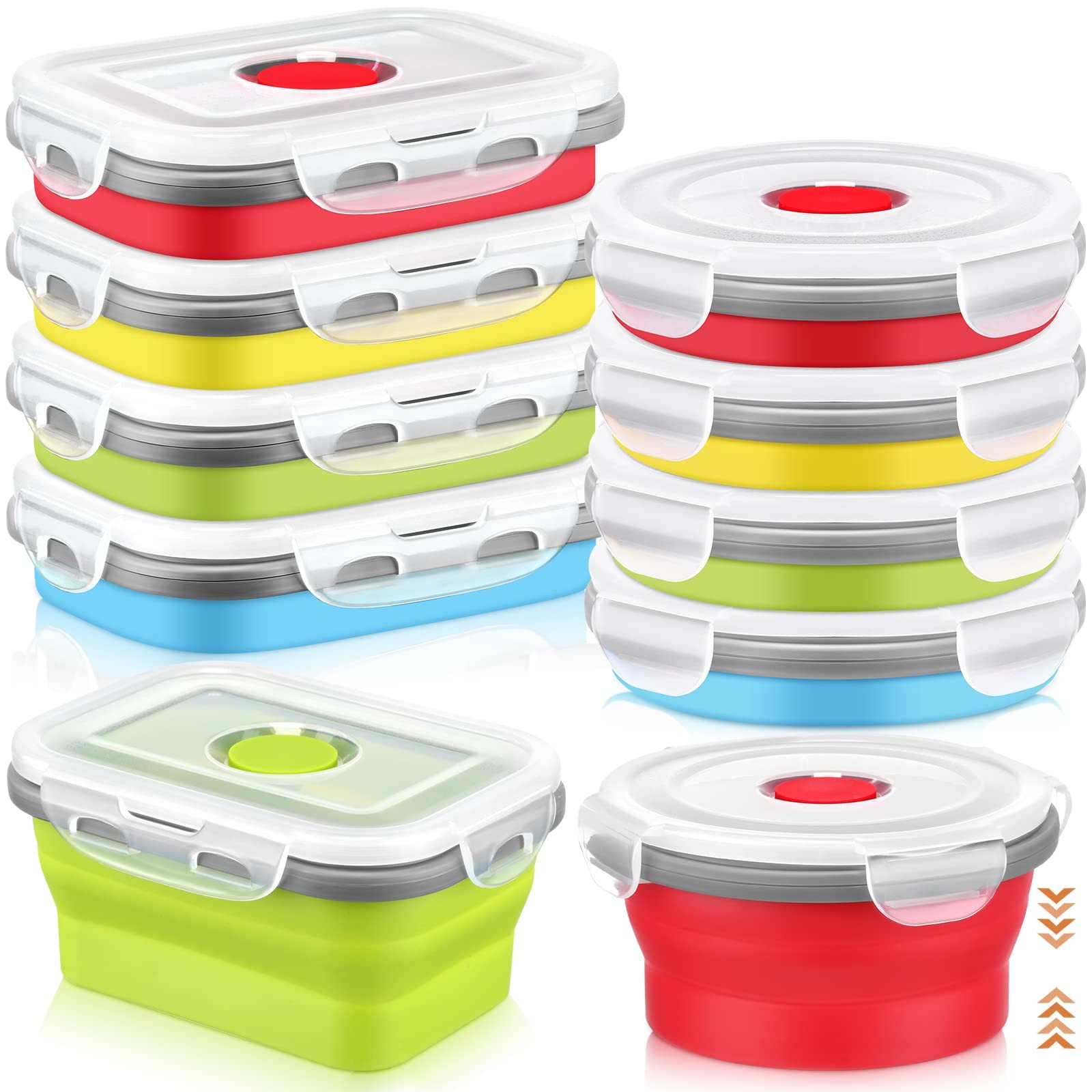 8 Pcs Small Silicone Collapsible Food Storage Containers with Airtight Lids S…