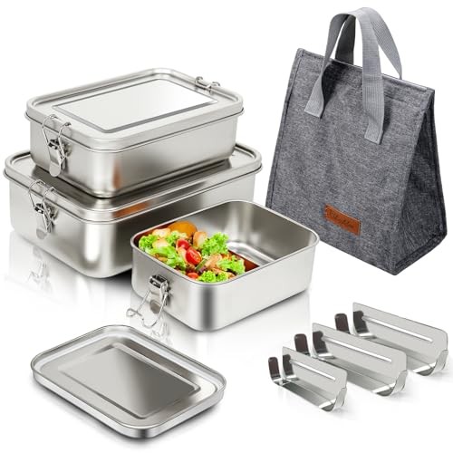 304 Stainless Steel Bento Box – 3 Pack – 2400m + 400ml + 850ml