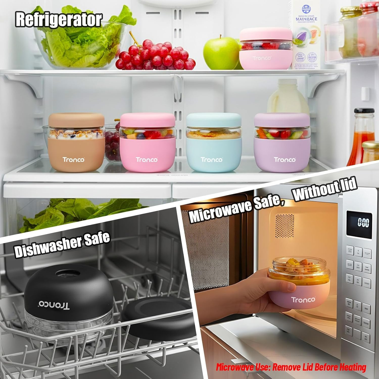 24 Oz Glass Food Storage Containers with Lids, Airtight, Leak & Spill Proof Glas