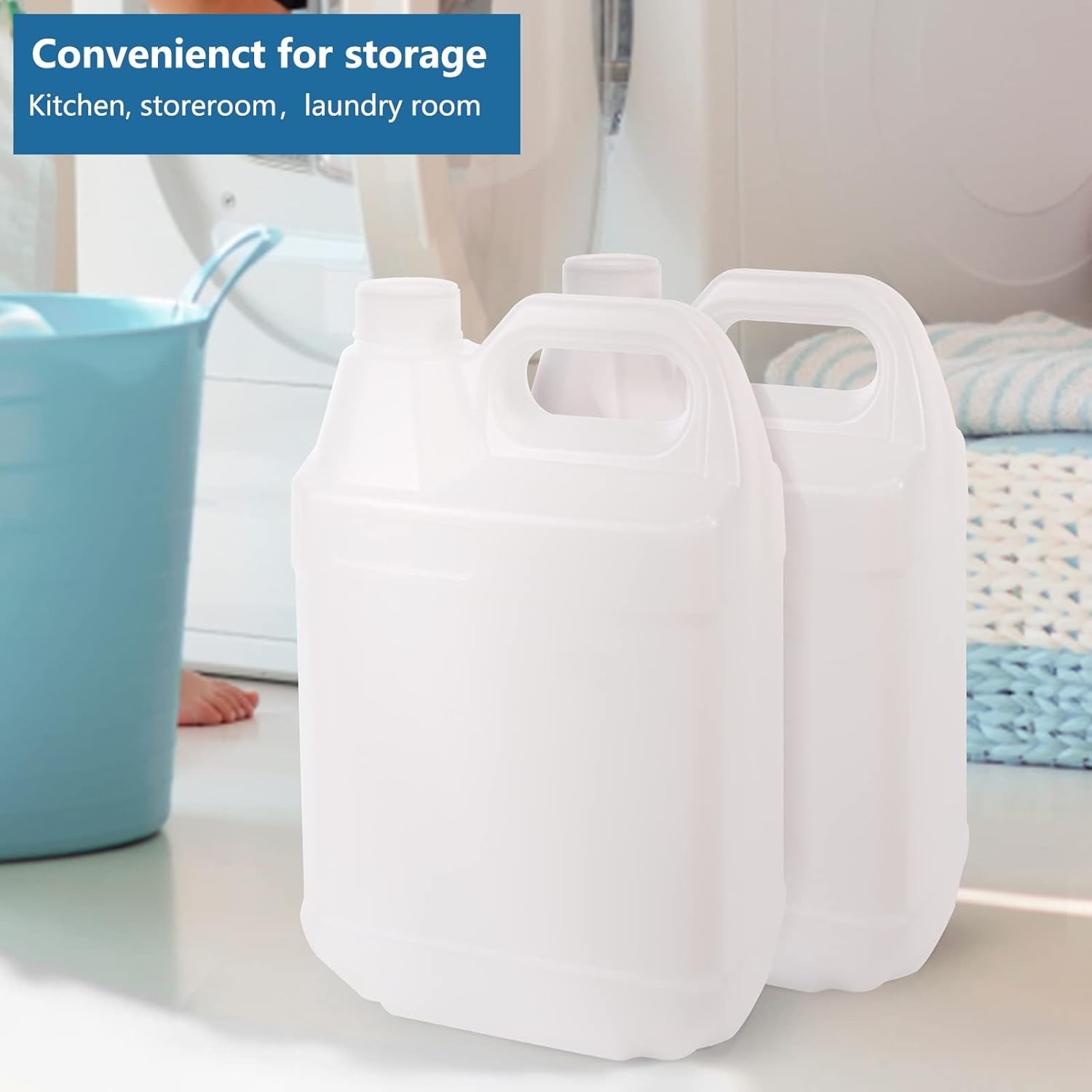 2 Pack 1 Gallon Clear Plastic Jugs with Lids, Water Jug Storage Containers wi…