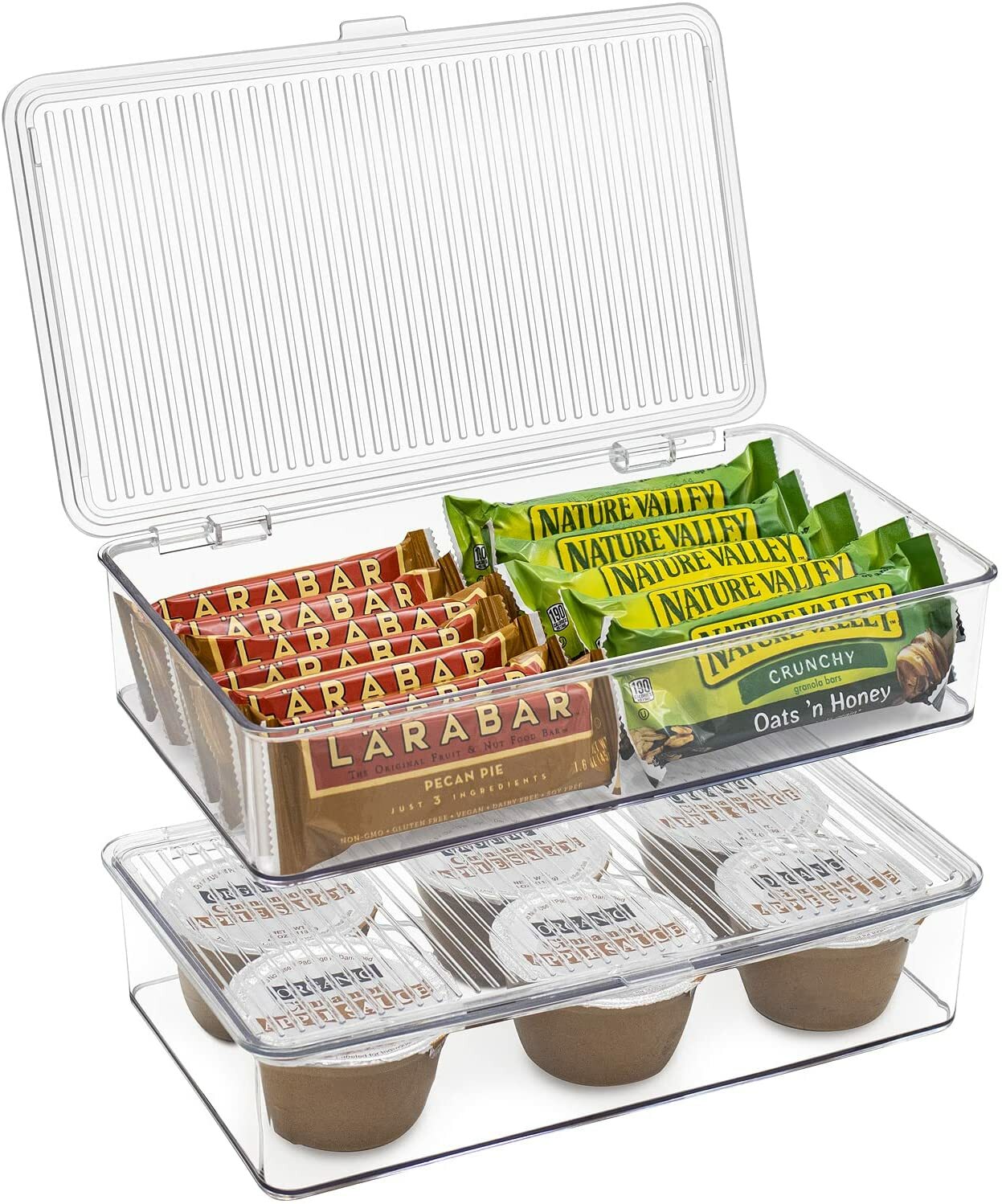 2-Pack Organizer bin with Lids, Kitchen Pantry & Fridge Food Storage Containers