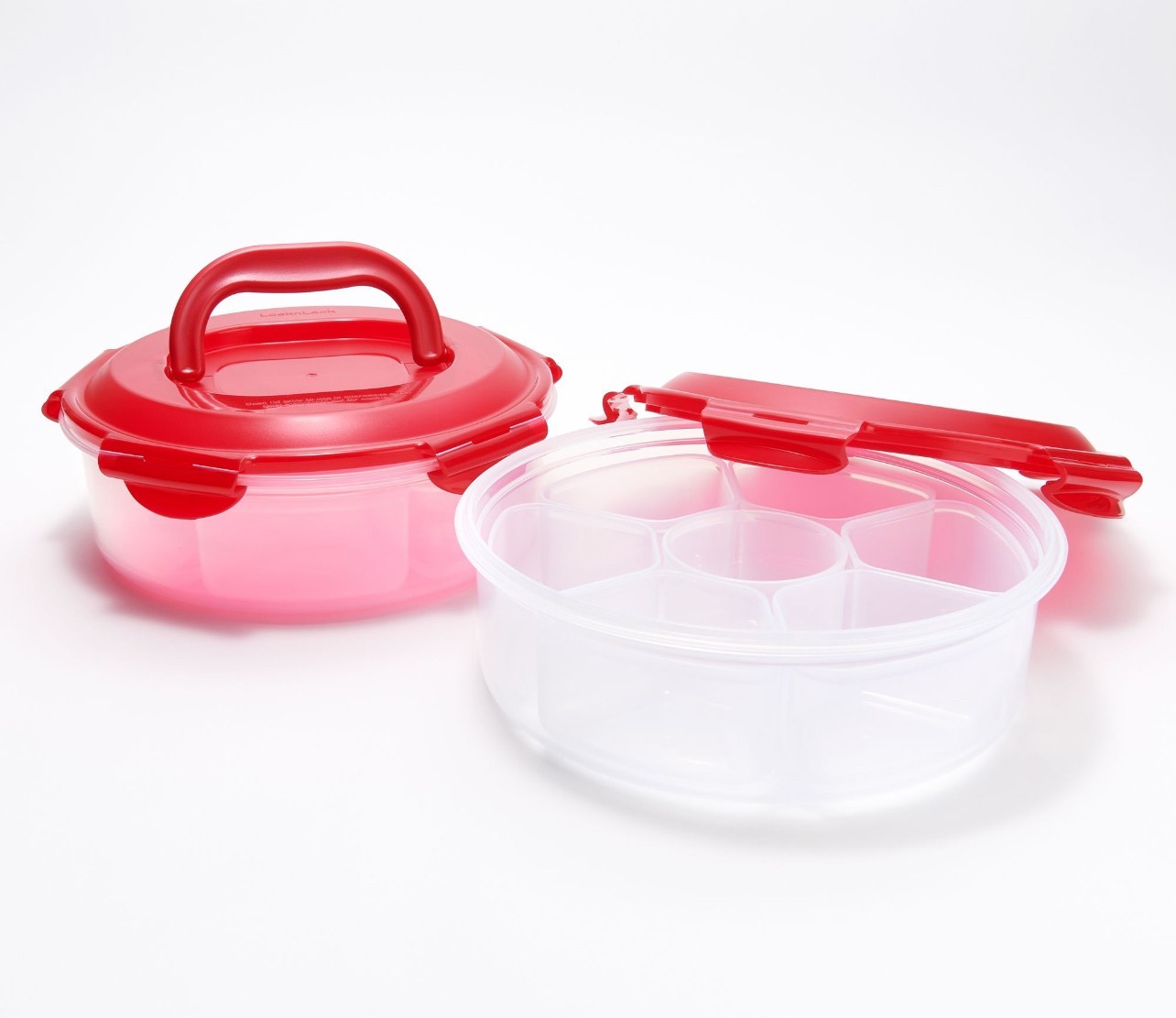 2 LocknLock Round Snack Appetizer Trays Food Containers & Lid K68409 GOLDEN SAN