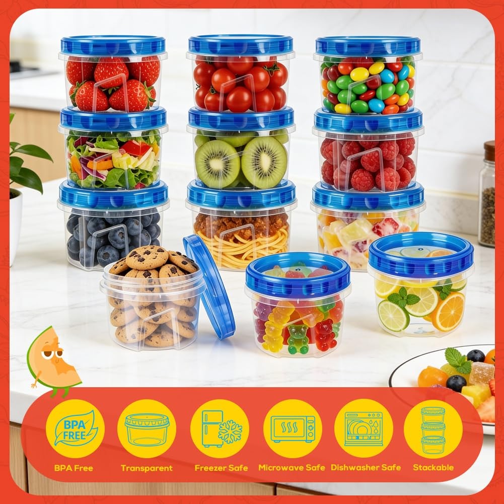 10 Pack 17oz Reusable Freezer Storage Containers with Twist Top Lids Airtight.