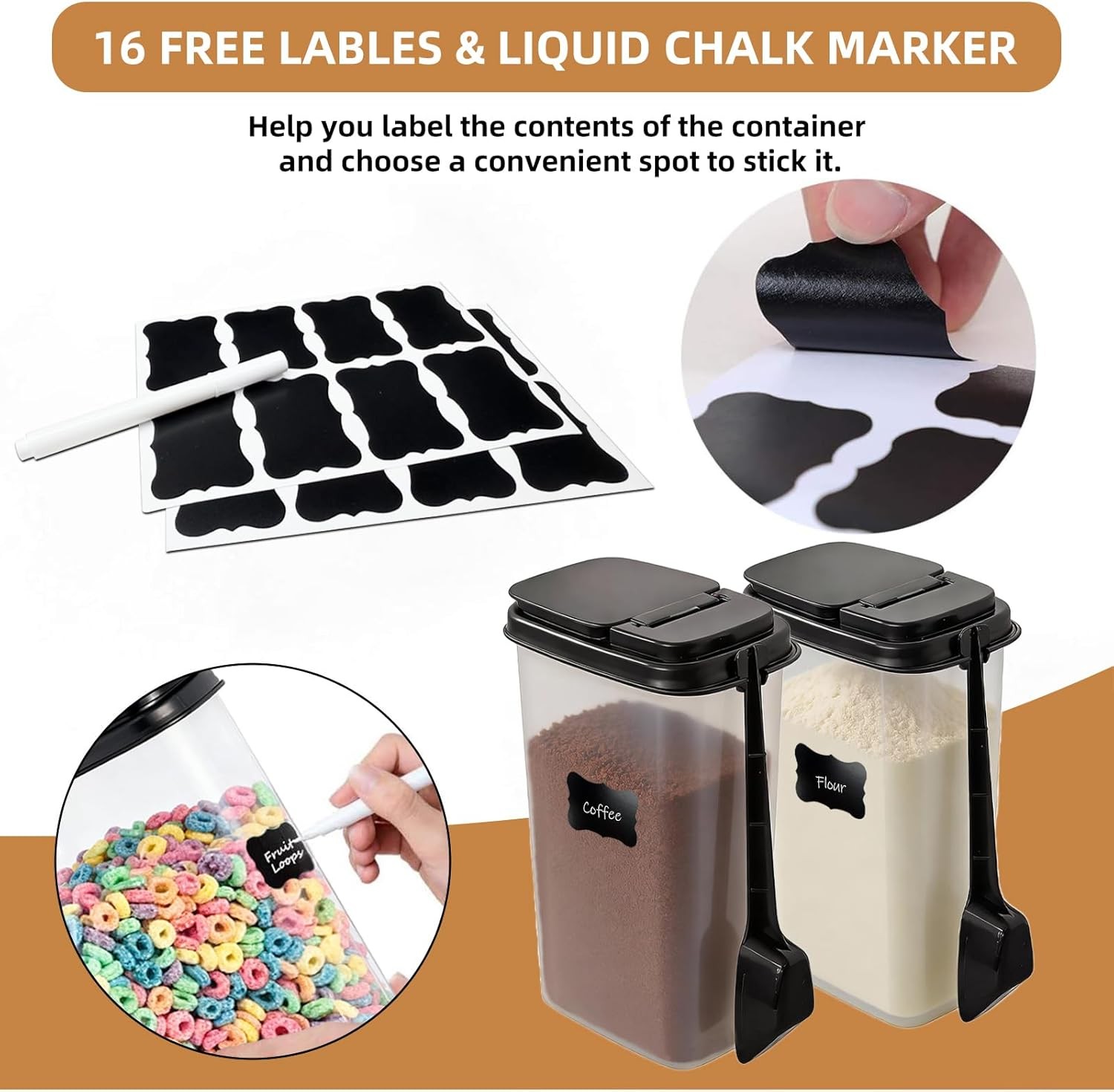 3-Pack 1500ml (51 oz) Airtight Food Storage Containers with Scoop